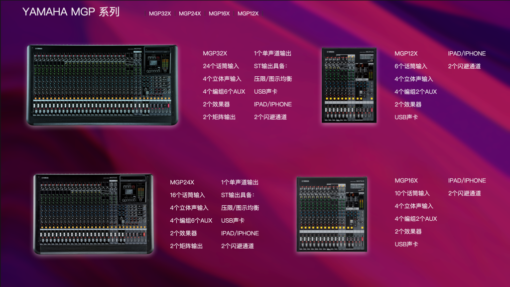 MGP 系列數(shù)模結(jié)合調(diào)音臺(tái)插圖 MGP 系列數(shù)模結(jié)合調(diào)音臺(tái)插圖